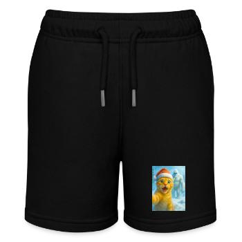  cat, Santa hat, Yeti, Christmas, snow, meme,selfi - Stanley/Stella Teenager Bio-Joggingshorts MINI BOLTER - Schwarz - Vorne