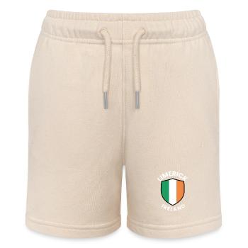 Limerick Ireland Flag Shield - Stanley/Stella MINI BOLTER Organic Teen Jogging Shorts - soft Ecru - Front