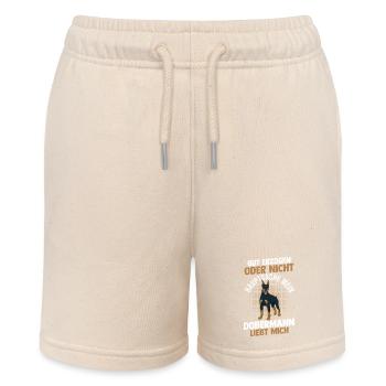 Hund Dobermann - Stanley/Stella Teenager Bio-Joggingshorts MINI BOLTER - Natur - Vorne