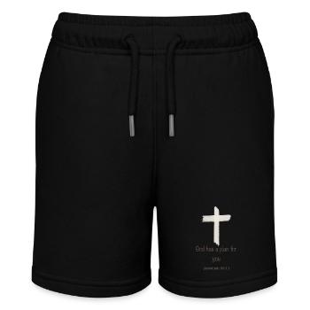God has a plan for you Kreuz Christ Glaube - Stanley/Stella MINI BOLTER Organic Teen Jogging Shorts - black - Front