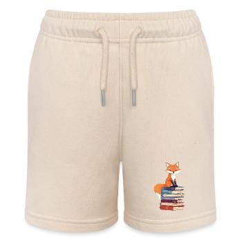 Fuchs auf Bücherstapel - Stanley/Stella Teenager Bio-Joggingshorts MINI BOLTER - Natur - Vorne
