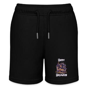 Halloween – Happy Halloween gruseliges Geisterhaus - Stanley/Stella Teenager Bio-Joggingshorts MINI BOLTER - Schwarz - Vorne