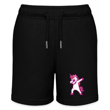 Einhorn dabbing - Regenbogen Farben - Geschenk - Stanley/Stella Teenager Bio-Joggingshorts MINI BOLTER - Schwarz - Vorne