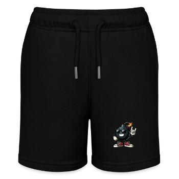 coole Bombe, Sonnenbrille, rote Turnschuhe, Rockschild - Stanley/Stella Teenager Bio-Joggingshorts MINI BOLTER - Schwarz - Vorne