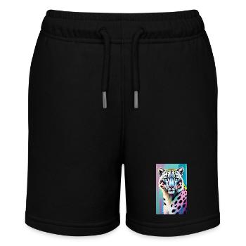 Snow Leopard | Leopard | Predator - Stanley/Stella MINI BOLTER Organic Teen Jogging Shorts - black - Front