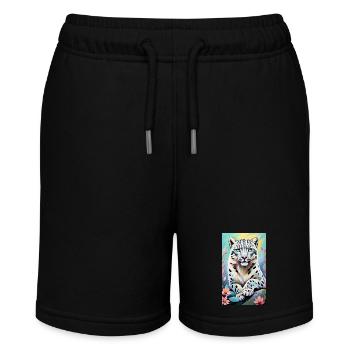 Snow Leopard | Leopard | Predator - Stanley/Stella MINI BOLTER Organic Teen Jogging Shorts - black - Front