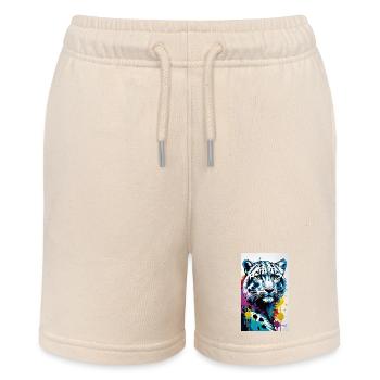 Snow Leopard | Leopard | Predator - Stanley/Stella MINI BOLTER Organic Teen Jogging Shorts - soft Ecru - Front