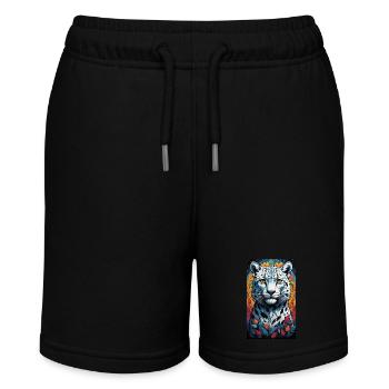 Snow Leopard | Leopard | Predator - Stanley/Stella MINI BOLTER Organic Teen Jogging Shorts - black - Front