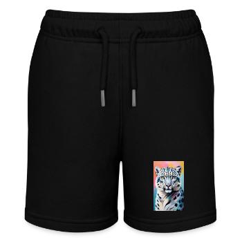 Snow Leopard | Leopard | Predator - Stanley/Stella MINI BOLTER Organic Teen Jogging Shorts - black - Front