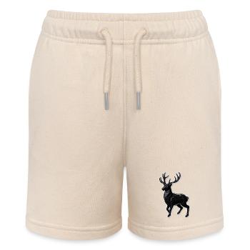 Schwarzer Hirsch Geweih Patchmotiv - Stanley/Stella Teenager Bio-Joggingshorts MINI BOLTER - Natur - Vorne
