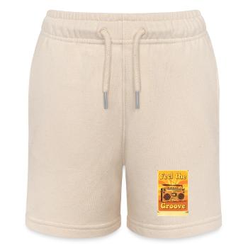 Vintage-Boombox-Illustration, die warme, groovige Strahlung ausstrahlt - Stanley/Stella Teenager Bio-Joggingshorts MINI BOLTER - Natur - Vorne