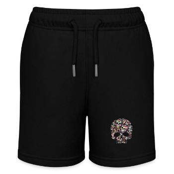 Buntes dekoratives Skullmuster - Stanley/Stella Teenager Bio-Joggingshorts MINI BOLTER - Schwarz - Vorne