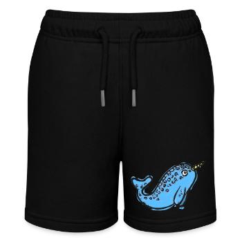 Cute Narwhal Illustration - Stanley/Stella MINI BOLTER Organic Teen Jogging Shorts - black - Front