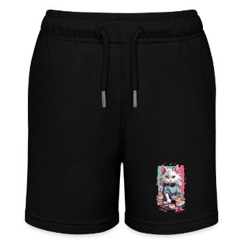 Katze Sushi Meister Pastell Liebhaber Design - Stanley/Stella Teenager Bio-Joggingshorts MINI BOLTER - Schwarz - Vorne