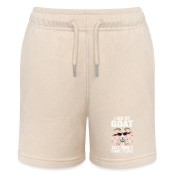 I Hug My Goat So I Don't Choke People - Stanley/Stella MINI BOLTER Organic Teen Jogging Shorts - soft Ecru - Front