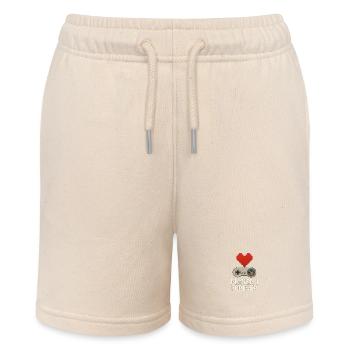 Retro-Gaming-Herz-Design - Stanley/Stella Teenager Bio-Joggingshorts MINI BOLTER - Natur - Vorne