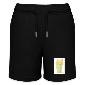 Kawaii Katze in Minze Bubble Tea - Stanley/Stella Teenager Bio-Joggingshorts MINI BOLTER - Schwarz - Vorne