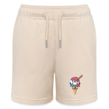 Baseball Eiscreme Waffel Mit Schlaeger Streuseln - Stanley/Stella MINI BOLTER Organic Teen Jogging Shorts - soft Ecru - Front