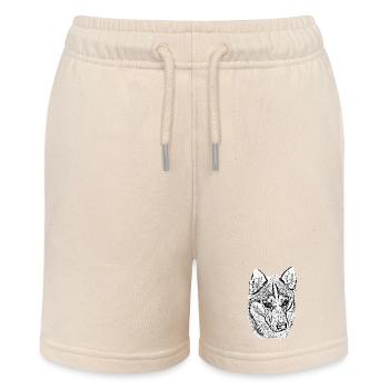 Wolf Head Husky Line Drawing Brown Eyes - Stanley/Stella MINI BOLTER Organic Teen Jogging Shorts - soft Ecru - Front