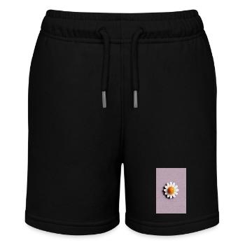 Fröhliche Gänseblümchen-Sonne auf fliederfarbenem Hintergrund - Stanley/Stella Teenager Bio-Joggingshorts MINI BOLTER - Schwarz - Vorne