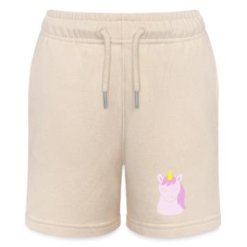 Süßes Einhorn mit geschlossenen Augen - Stanley/Stella Teenager Bio-Joggingshorts MINI BOLTER - Natur - Vorne