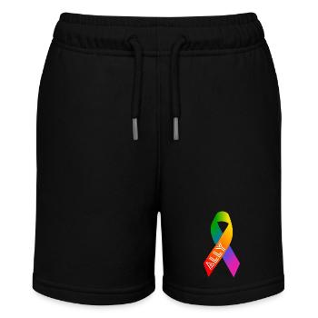 Queer Regenbogen Schleife Friedenszeichen - Stanley/Stella Teenager Bio-Joggingshorts MINI BOLTER - Schwarz - Vorne