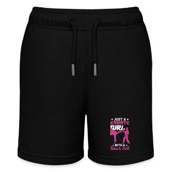 Karate girl with black belt - Stanley/Stella MINI BOLTER Organic Teen Jogging Shorts - black - Front