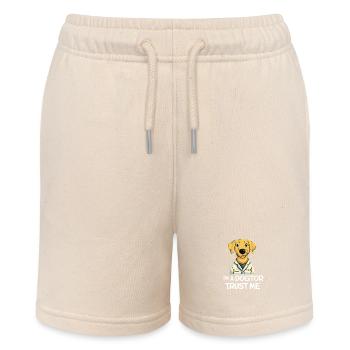 Glücklicher Labradoodle als "Dogtor" - Stanley/Stella Teenager Bio-Joggingshorts MINI BOLTER - Natur - Vorne