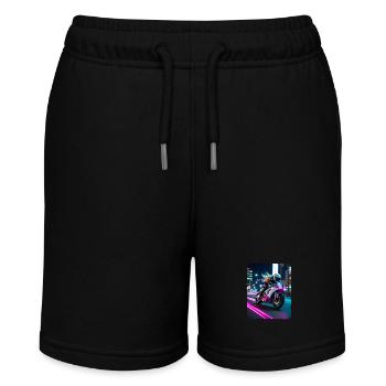 Frau, Die Motorrad Bei Nacht Motorrad fährt LA - Stanley/Stella Teenager Bio-Joggingshorts MINI BOLTER - Schwarz - Vorne