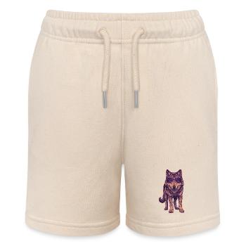 Wolf with sunglasses - Stanley/Stella MINI BOLTER Organic Teen Jogging Shorts - soft Ecru - Front