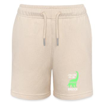 Dino Statement Stolzer Großer Bruder Bruderherz - Stanley/Stella Teenager Bio-Joggingshorts MINI BOLTER - Natur - Vorne