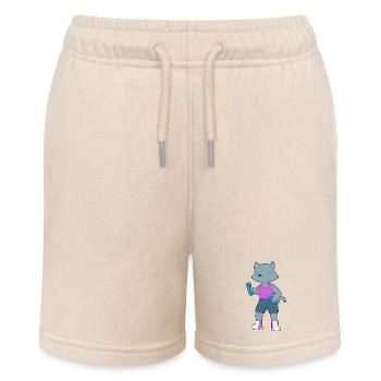 Katze Bodybuilder Hanteln Bodybuilding - Stanley/Stella Teenager Bio-Joggingshorts MINI BOLTER - Natur - Vorne