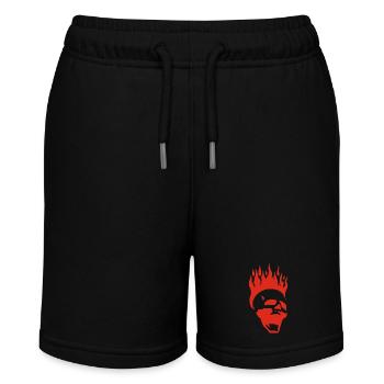 Flaming screaming skull (red) - Stanley/Stella MINI BOLTER Organic Teen Jogging Shorts - black - Front