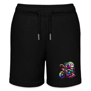 Regenbogenaffe am Regenbogensteuer - Stanley/Stella Teenager Bio-Joggingshorts MINI BOLTER - Schwarz - Vorne