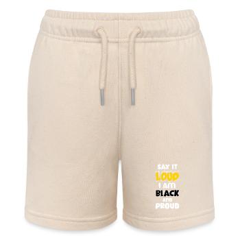 Loud Black Bold Statement Empowerment Design - Stanley/Stella Teenager Bio-Joggingshorts MINI BOLTER - Natur - Vorne