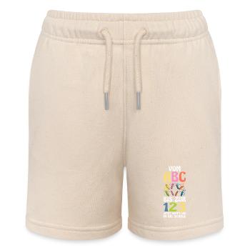 Kita Abgänger Schulanfang Schulkind Einschulung - Stanley/Stella Teenager Bio-Joggingshorts MINI BOLTER - Natur - Vorne