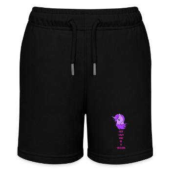 unicorn keep calm - Stanley/Stella Teenager Bio-Joggingshorts MINI BOLTER - Schwarz - Vorne