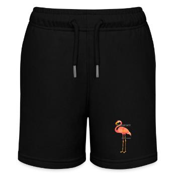 Flamingo Design mit Schrift - Stanley/Stella Teenager Bio-Joggingshorts MINI BOLTER - Schwarz - Vorne