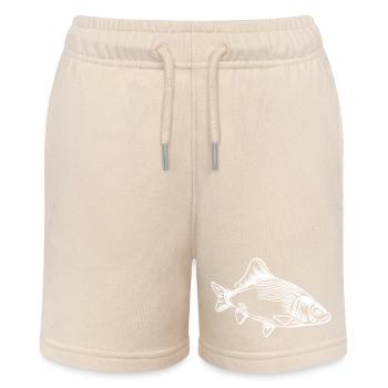 Vintage carp - fierce carp fish - Stanley/Stella MINI BOLTER Organic Teen Jogging Shorts - soft Ecru - Front