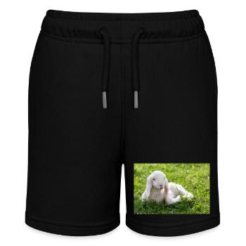 Lamm mit Kussmund - Stanley/Stella Teenager Bio-Joggingshorts MINI BOLTER - Schwarz - Vorne