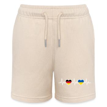 Ukraine Germany Heartbeat Flag Ukrainian - Stanley/Stella MINI BOLTER Organic Teen Jogging Shorts - soft Ecru - Front