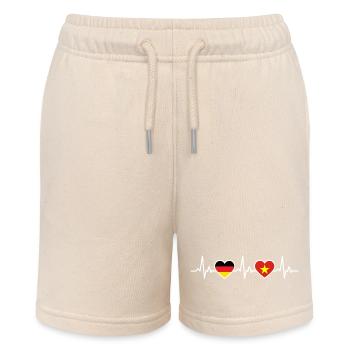 Vietnam Germany Heartbeat Flag Vietnamese - Stanley/Stella MINI BOLTER Organic Teen Jogging Shorts - soft Ecru - Front