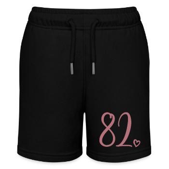 Süße Nummer 82, 82 Jahre alt, Geschenk zum 82. Geburtstag - Stanley/Stella Teenager Bio-Joggingshorts MINI BOLTER - Schwarz - Vorne