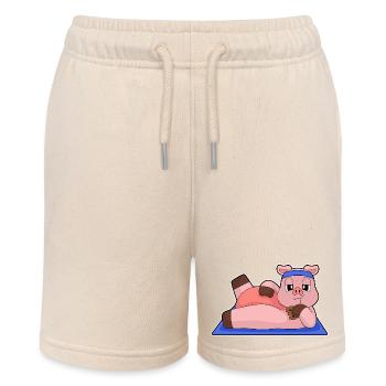 Schwein Yoga Fitness Gymnastik - Stanley/Stella Teenager Bio-Joggingshorts MINI BOLTER - Natur - Vorne