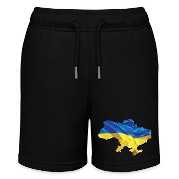 Ukraine Flag in Ukraine Map - Stanley/Stella MINI BOLTER Organic Teen Jogging Shorts - black - Front