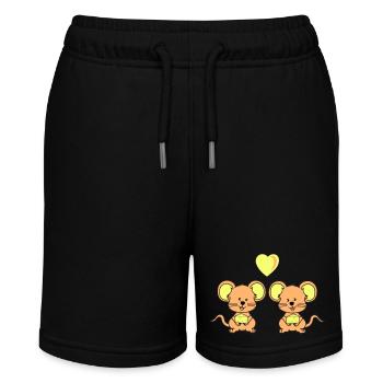 Mice in love - Stanley/Stella MINI BOLTER Organic Teen Jogging Shorts - black - Front
