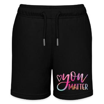 You Matter Aquarellverlauf - Stanley/Stella Teenager Bio-Joggingshorts MINI BOLTER - Schwarz - Vorne