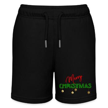 Frohe Weihnachten: Strukturierte grüne Buchstaben - Stanley/Stella Teenager Bio-Joggingshorts MINI BOLTER - Schwarz - Vorne