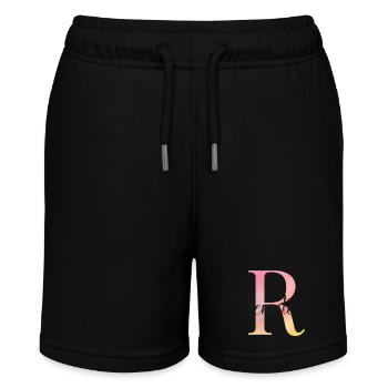 R | Monogram | Name | Renate |Watercolor - Stanley/Stella MINI BOLTER Organic Teen Jogging Shorts - black - Front