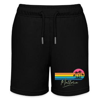 Mallorca Palmen Sunset Retro - Stanley/Stella Teenager Bio-Joggingshorts MINI BOLTER - Schwarz - Vorne
